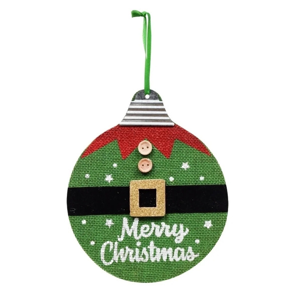Christmas Tree Burlap Elf Hanging Ornament - Picture 1 of 5